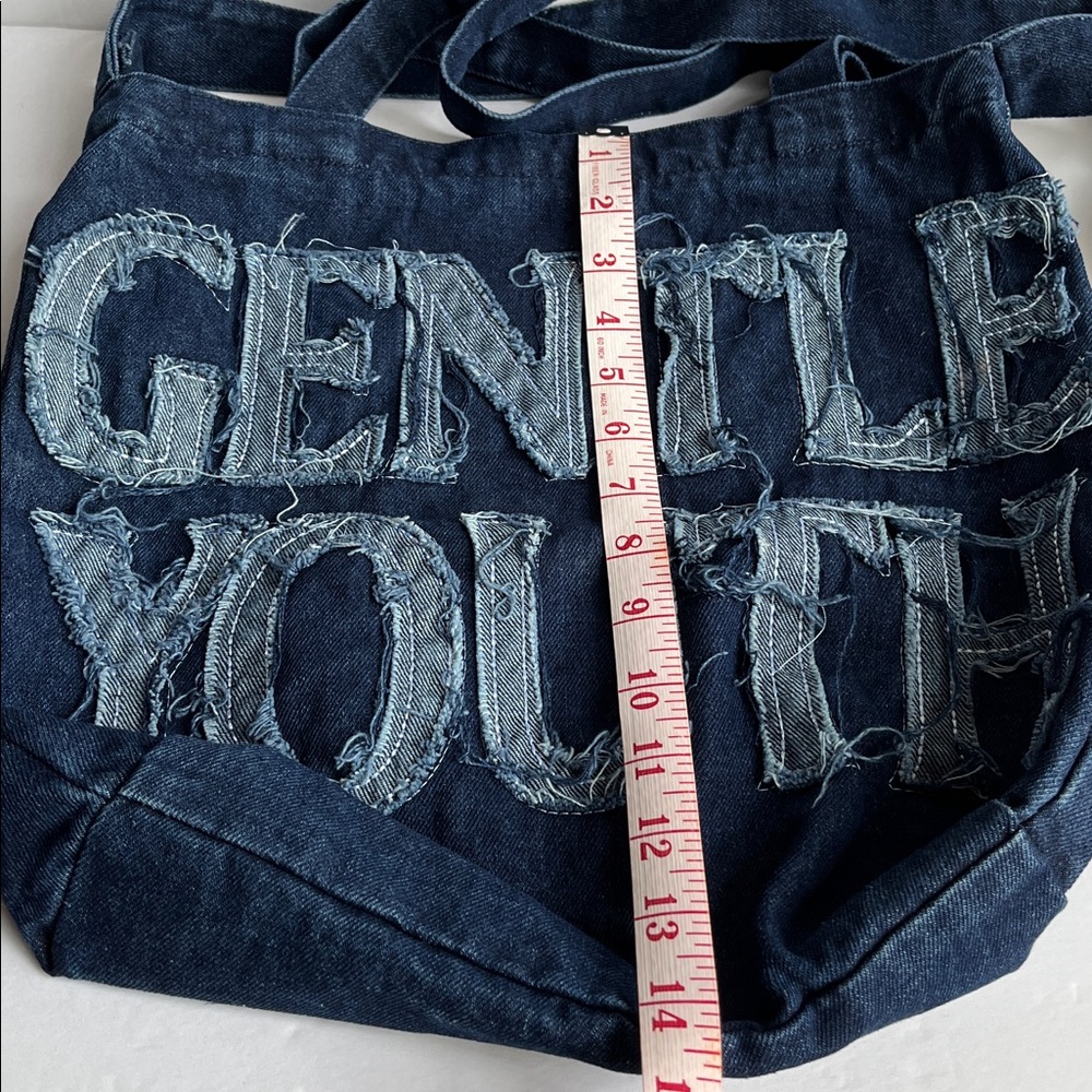 Denim Tote Bag Gentle Youth Crossbody Bag Shoulder Bag Distressed Blue NWOT - Picture 10 of 14
